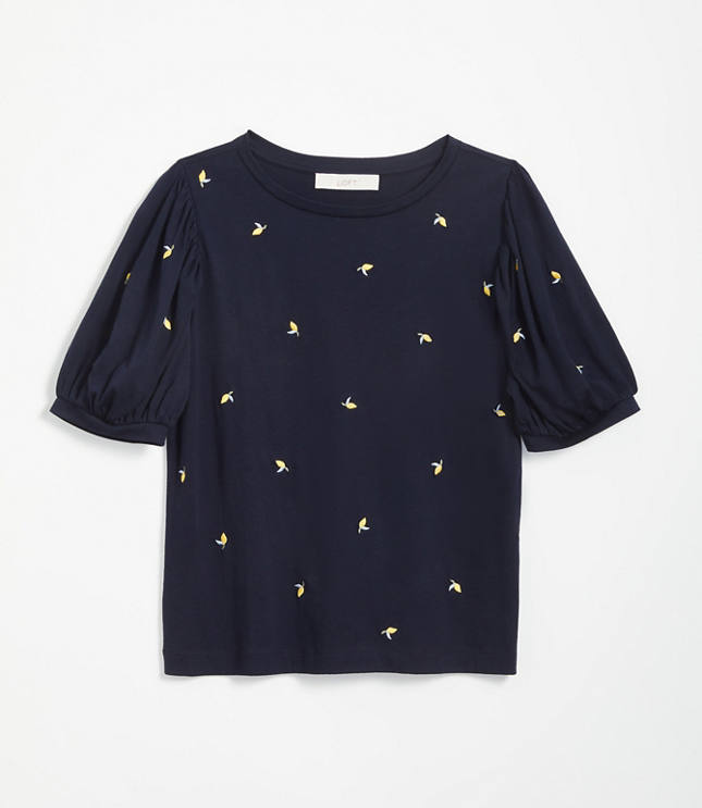 Lemon Puff Sleeve Cropped Statement Tee