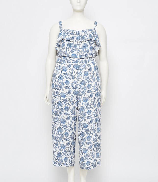 LOFT Plus Trellis Garden Ruffle Jumpsuit