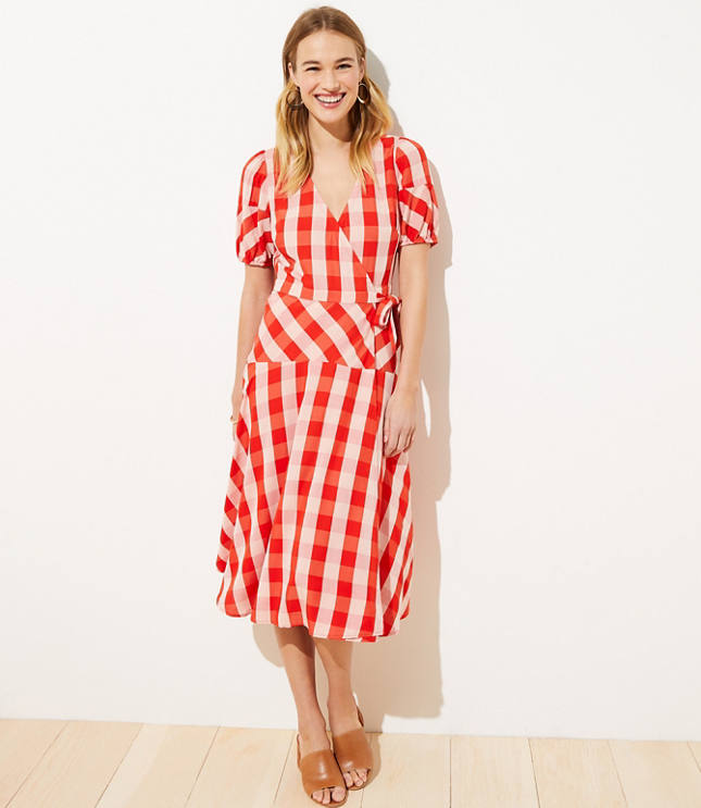 loft red wrap dress