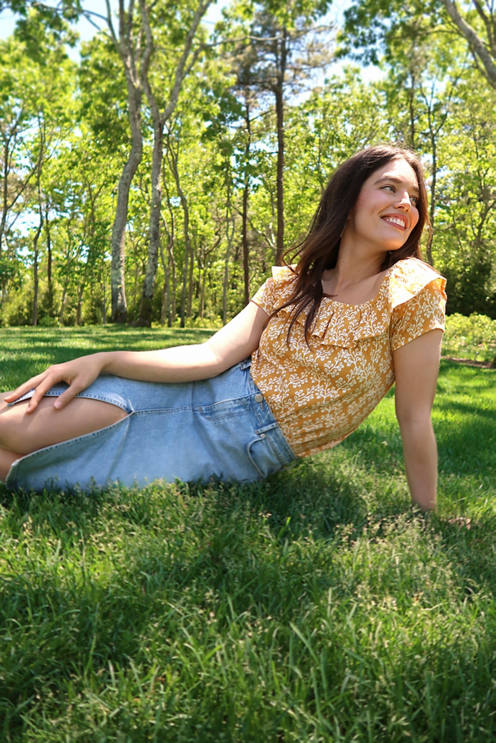 Floral Crinkle Off The Shoulder Top