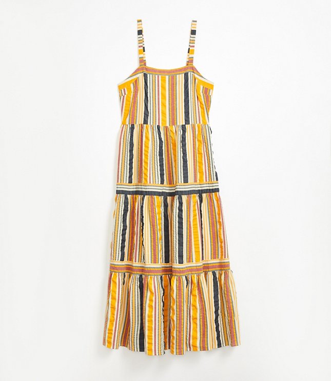 striped tiered maxi dress