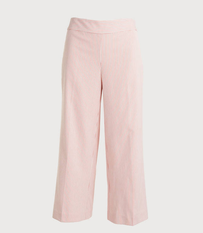 Pinstripe High Waist Wide Leg Crop Pants