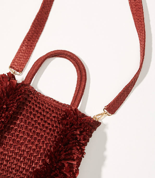 Fringe Straw Crossbody Bag