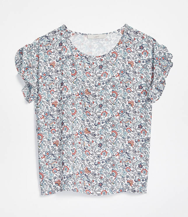 Floral Split Neck Mixed Media Top