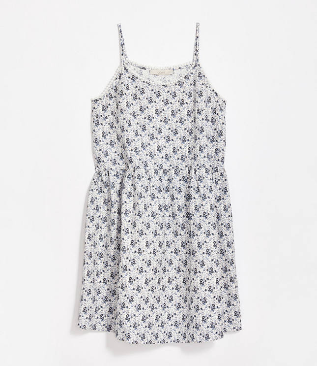 Loft Petite Floral Lacy Strappy Swing Dress