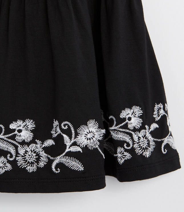 Petite Embroidered Tie Back Tiered Swing Dress