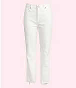 Chewed Hem High Waist Slim Pocket Straight Crop Jeans in White carousel Product Image 1