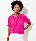 Eyelet Puff Sleeve Top carousel Product Image 1