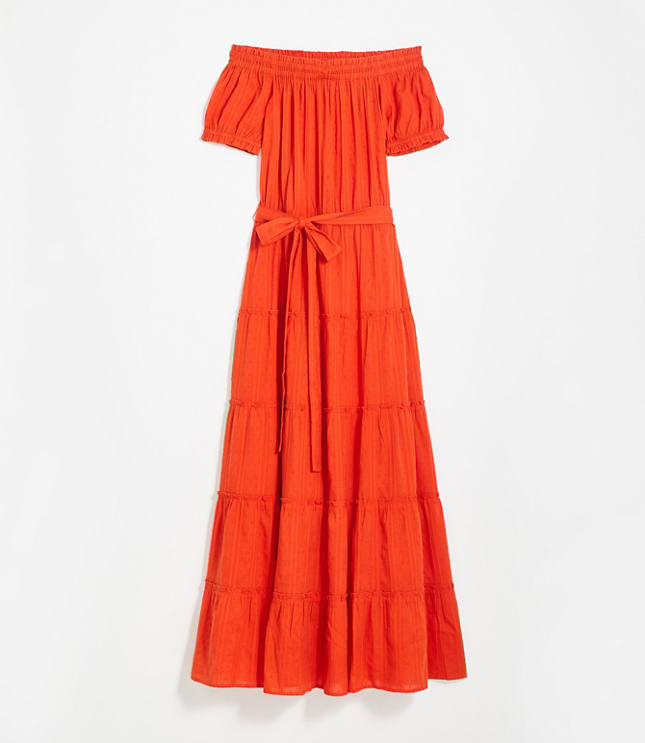 petite off the shoulder maxi dress