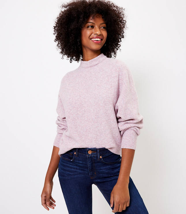 Pink mock 2024 neck sweater