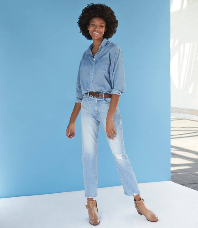 high rise straight crop jeans