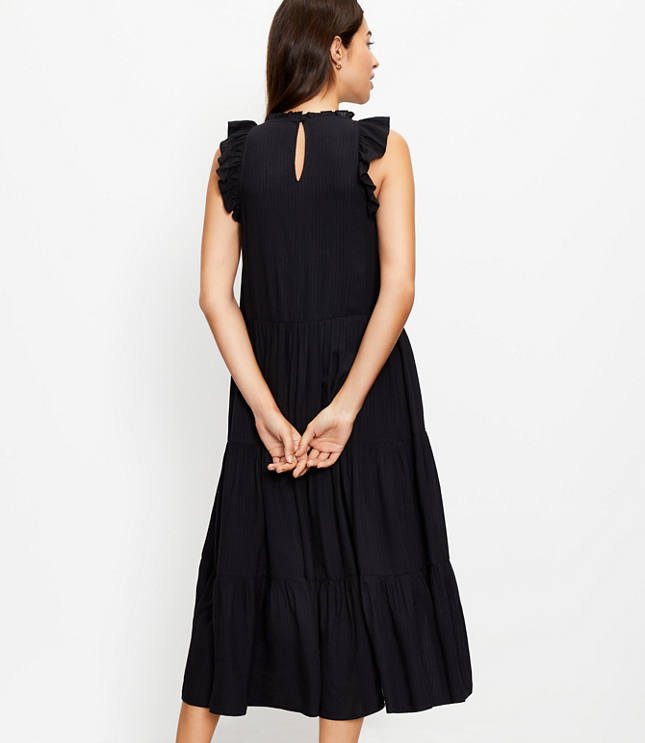 a line black midi dress