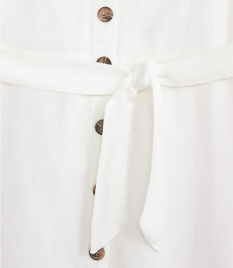 Petite Linen Blend Button Tie Waist Dress image number 1