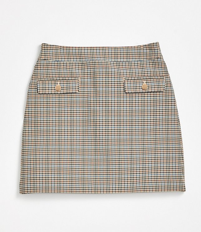 Petite Checked Pocket Shift Skirt