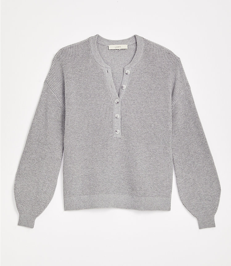 LOFT Plus Ribbed Henley Sweater image number null