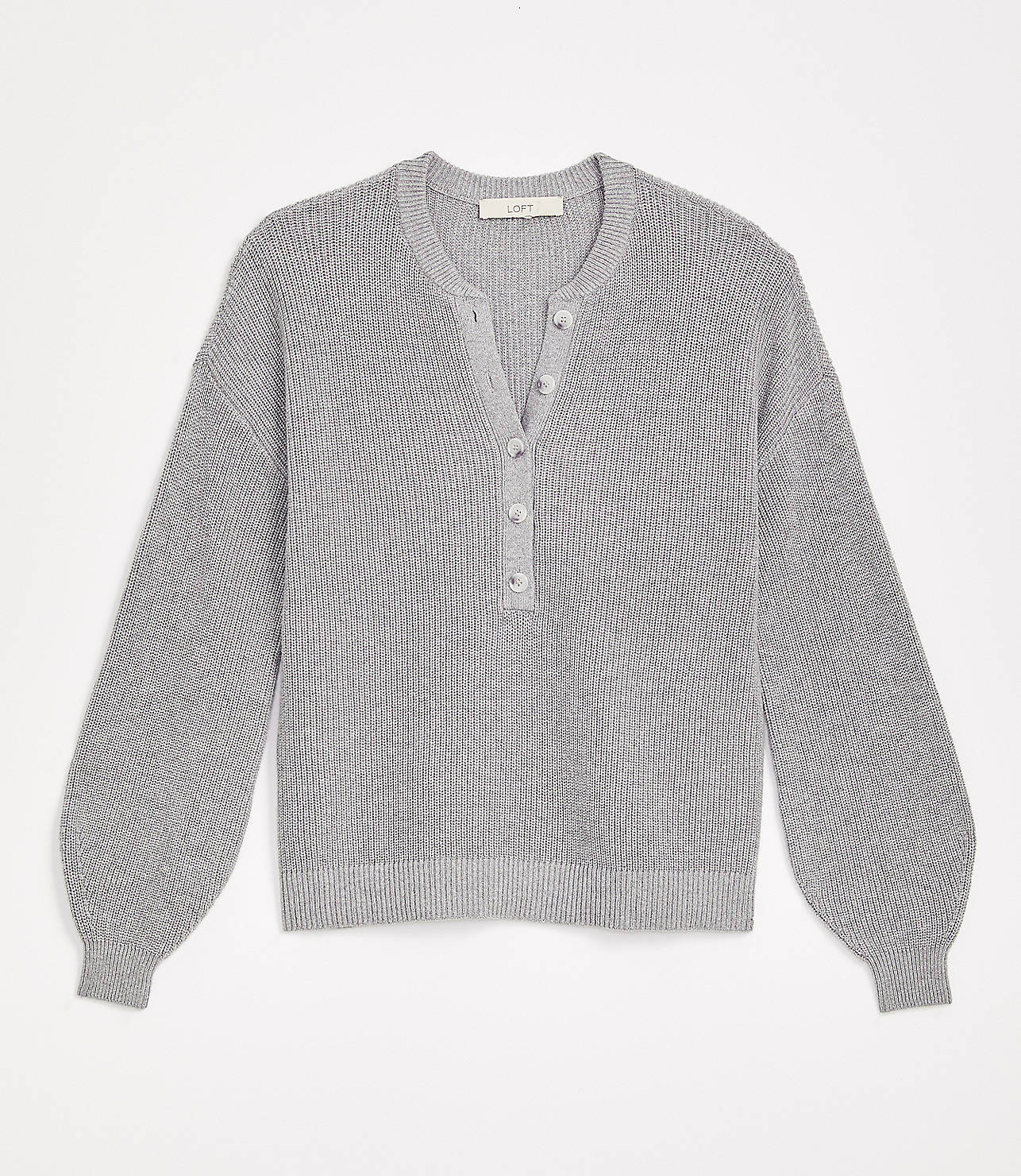 LOFT Plus Ribbed Henley Sweater