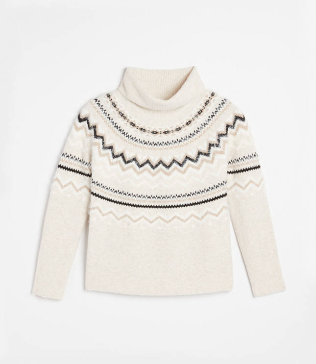 Fair Isle Fuzzy Turtleneck Sweater