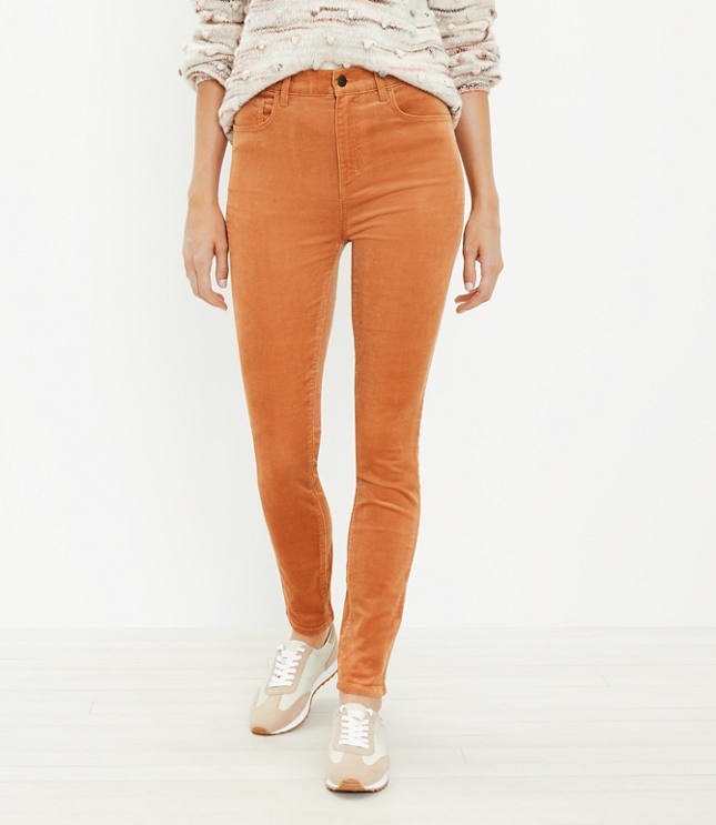 high waisted orange corduroy pants