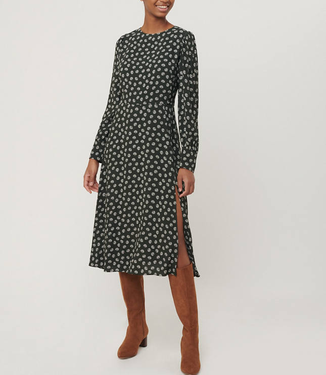 midi dress with puff sleeves