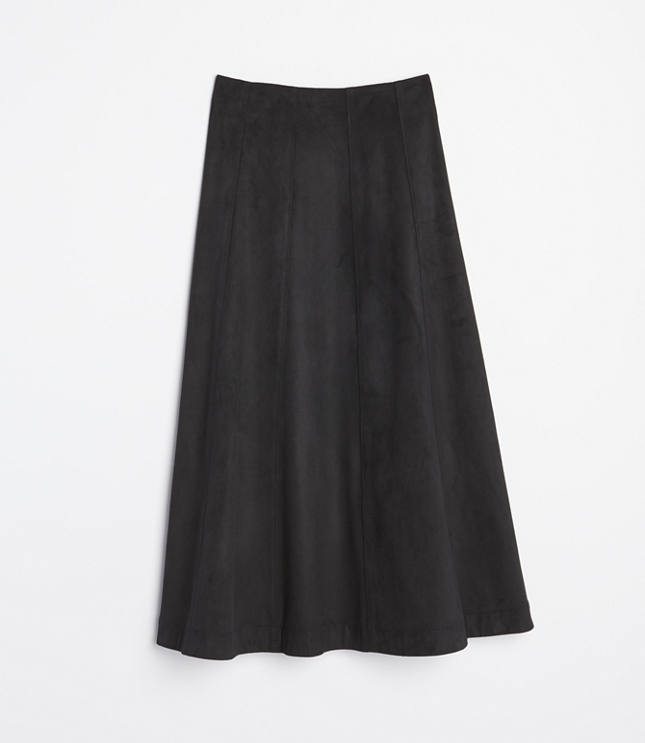 Faux suede midi skirt black sale
