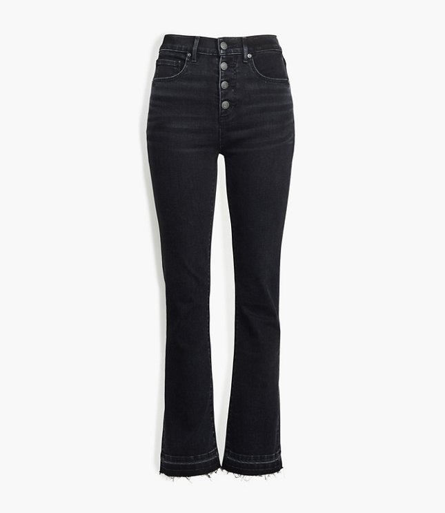 black flare crop jeans
