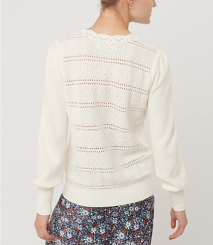 Dot Stripe Pointelle Sweater image number 1