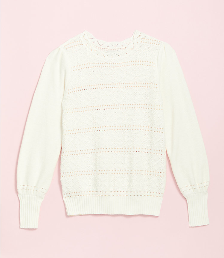 Dot Stripe Pointelle Sweater image number 2