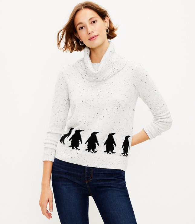Loft Penguin Cowl Neck Sweater