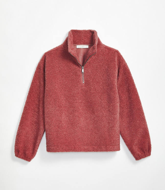 loft sherpa zip sweatshirt
