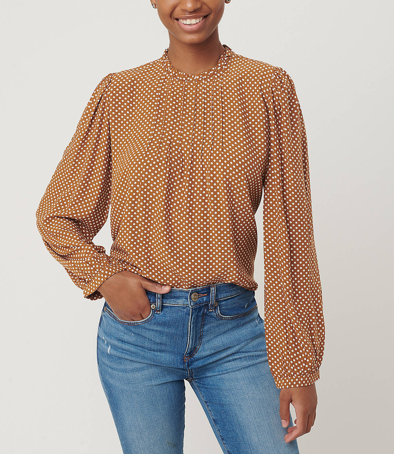 Dotted Pintucked Blouse