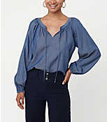 Chambray Peasant Blouse carousel Product Image 1