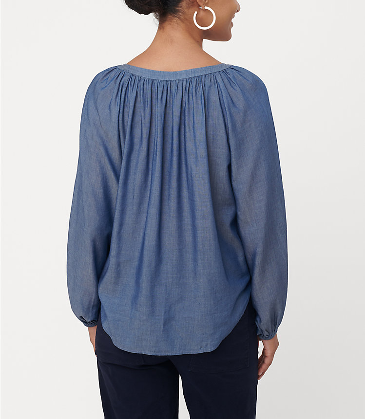 Chambray Peasant Blouse image number 1