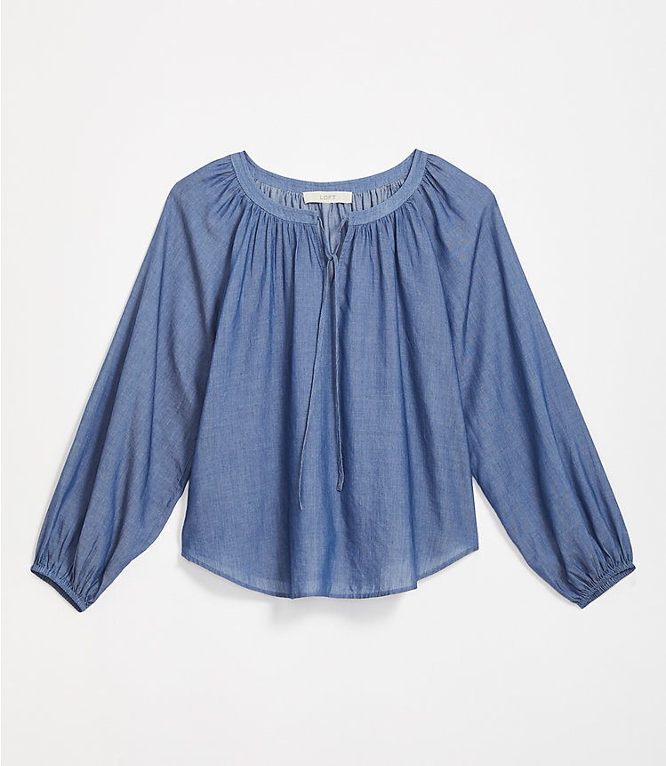 Chambray Peasant Blouse image number 2