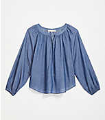 Chambray Peasant Blouse carousel Product Image 3