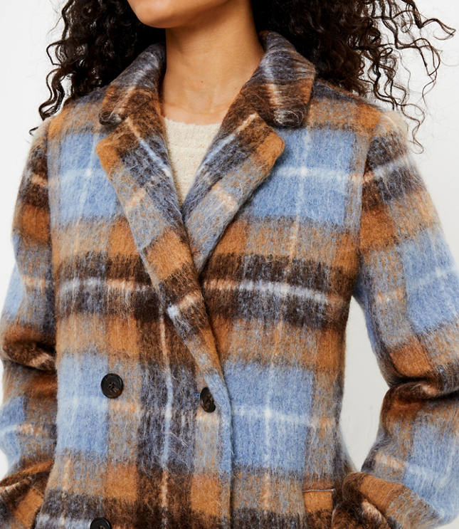Coalition LA Double-Breasted Plaid Coat with Belt main image 1