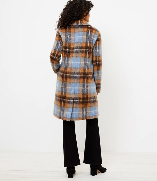 Coalition LA Double-Breasted Plaid Coat with Belt