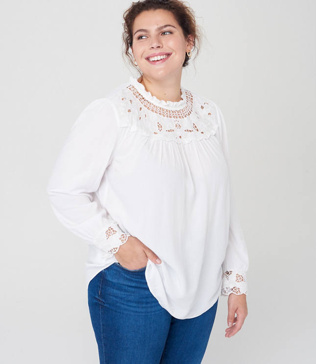 loft white lace top