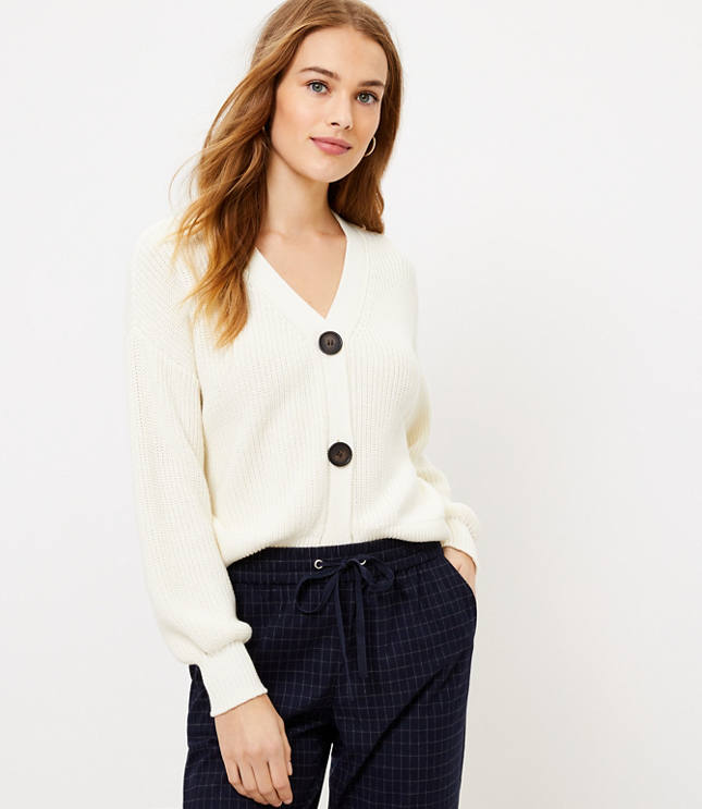 white slouchy cardigan