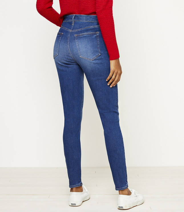 Petite High Rise Denim Leggings in Dark Indigo