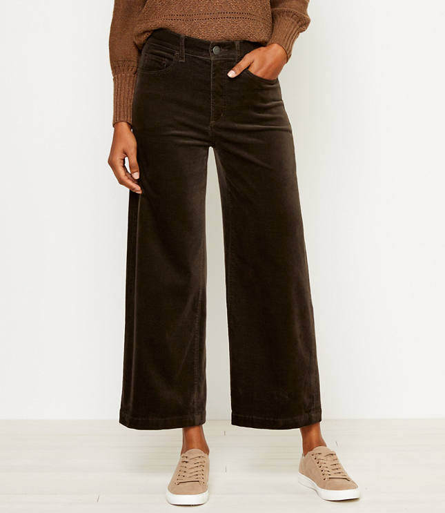 High Rise Velvet Wide Leg Crop Jeans in 