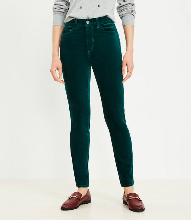 Curvy pants with high waist, Dark Green