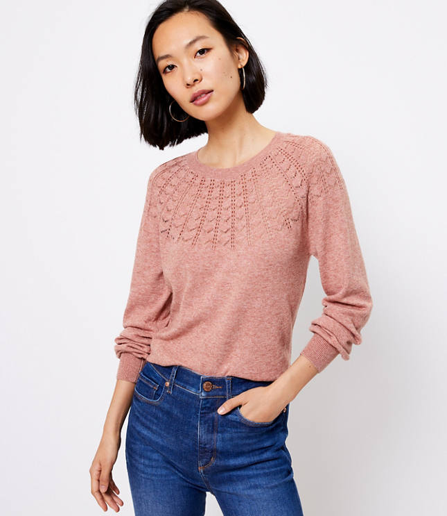 Pointelle Yoke Sweater