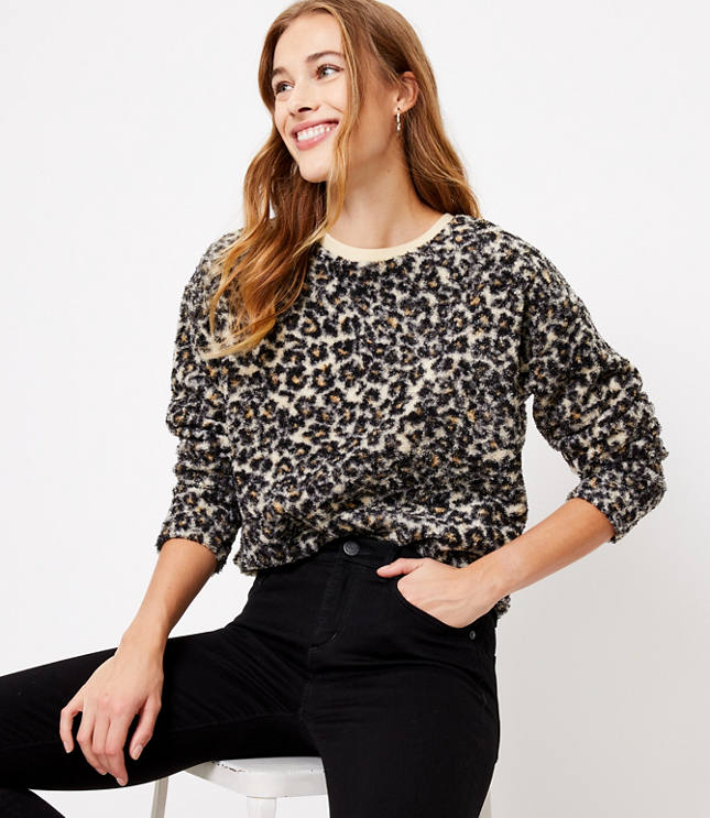 warehouse leopard motif sweatshirt