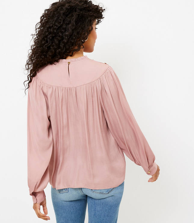 Ruffle Neck Bib Blouse