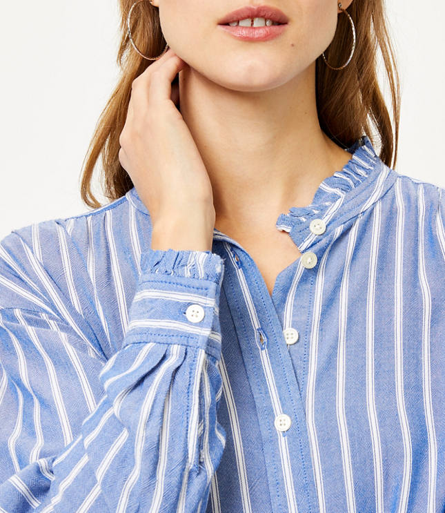 Striped Ruffle Trim Shirt