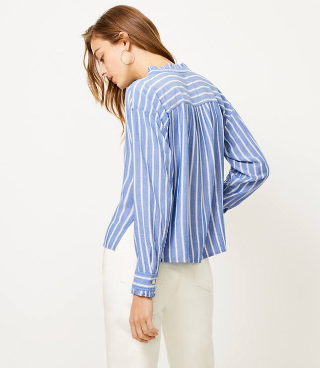 Striped Ruffle Trim Shirt