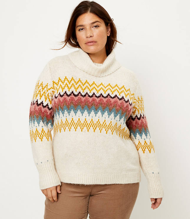 LOFT Plus Fair Isle Turtleneck Sweater