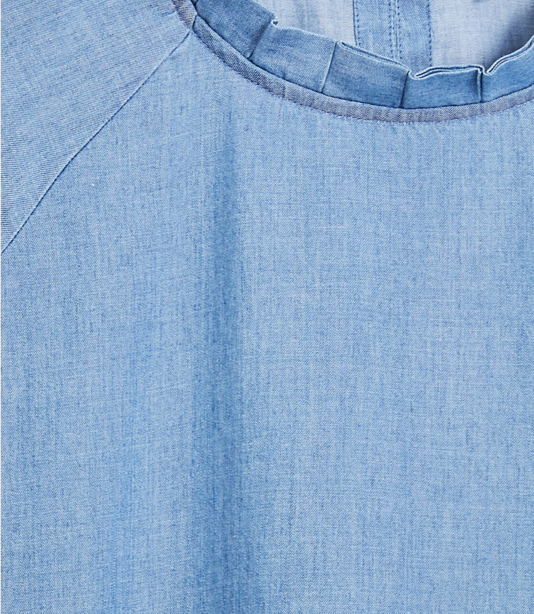 LOFT Plus Chambray Pleated Collar Blouse image number 1
