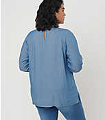 LOFT Plus Chambray Pleated Collar Blouse carousel Product Image 3
