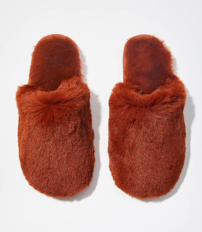 Loft strappy faux online fur slippers